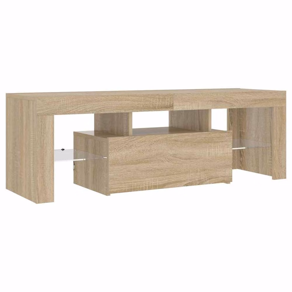 Berkfield Home Modern TV Cabinet with LED Lights in Sonoma Oak and Light Brown, W/D/H: 120 x 40 x 35 cm – 3