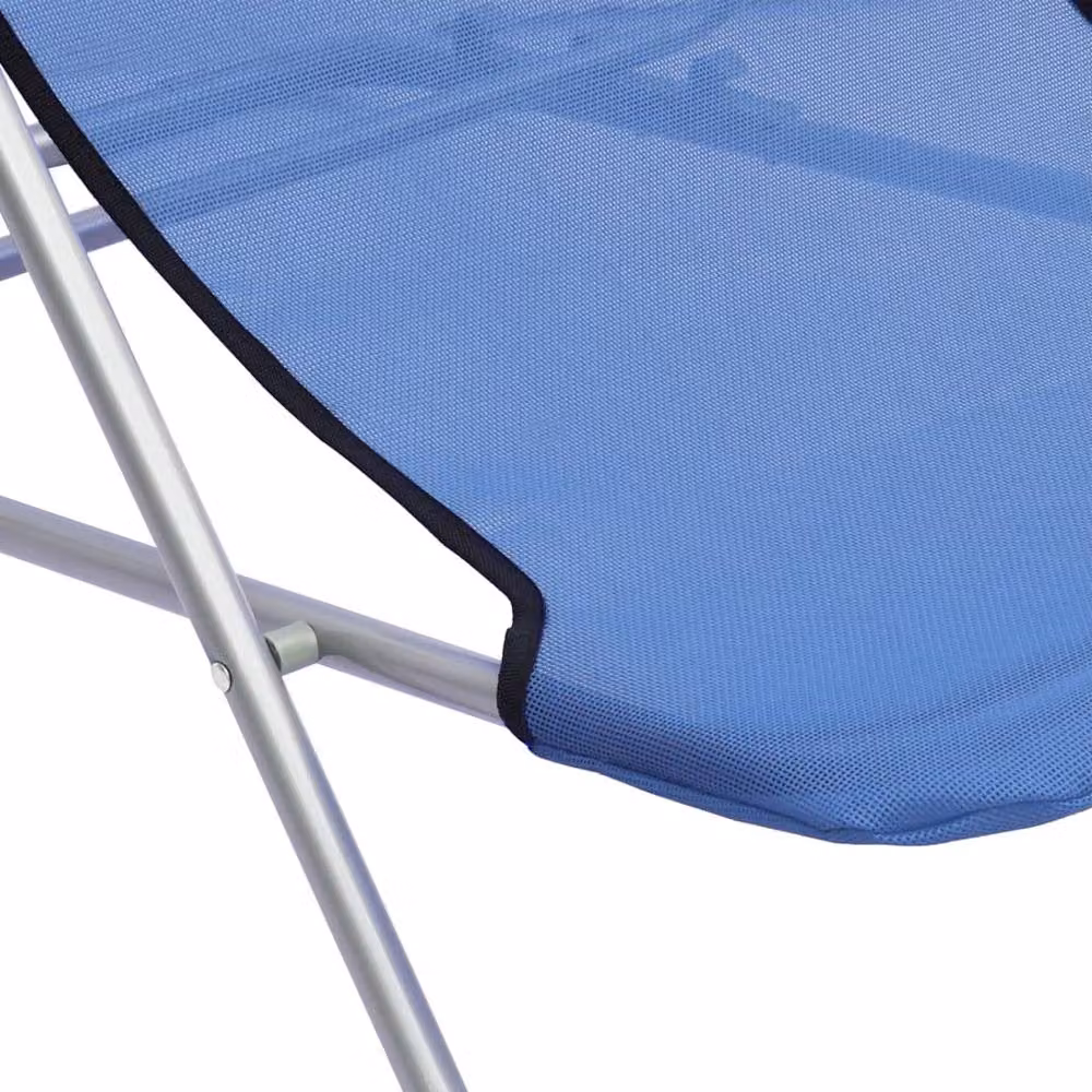 Berkfield Home Set of 2 Blue Folding Beach Chairs with Textilene Fabric and Powder-coated Steel Frame – 5