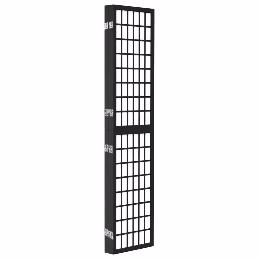 Berkfield Home Japanese Style 4-Panel Folding Room Divider, Black, W: 160 cm, H: 170 cm – 4