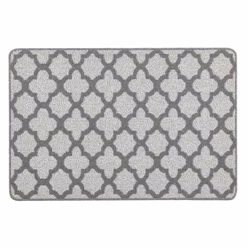 My Mat Moroccan Tile Silver and Grey Stain Resistant Non-Slip Runner, W: 67 cm, L: 100 cm – 1