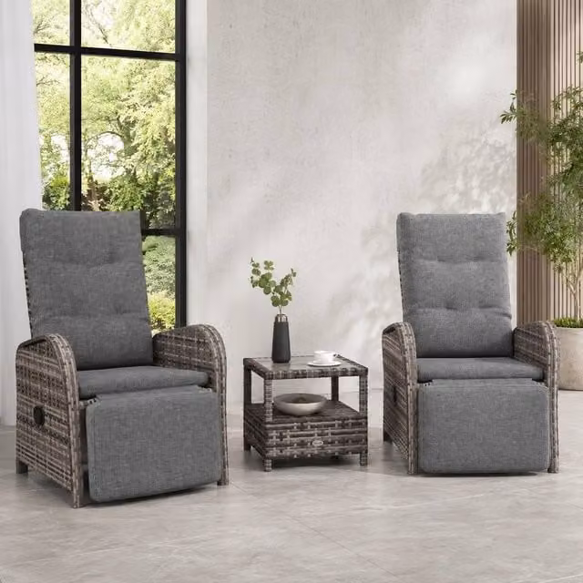 STILVORA 2-Seater Reclining Sofa in Brown with Metal and Rattan Details – 1