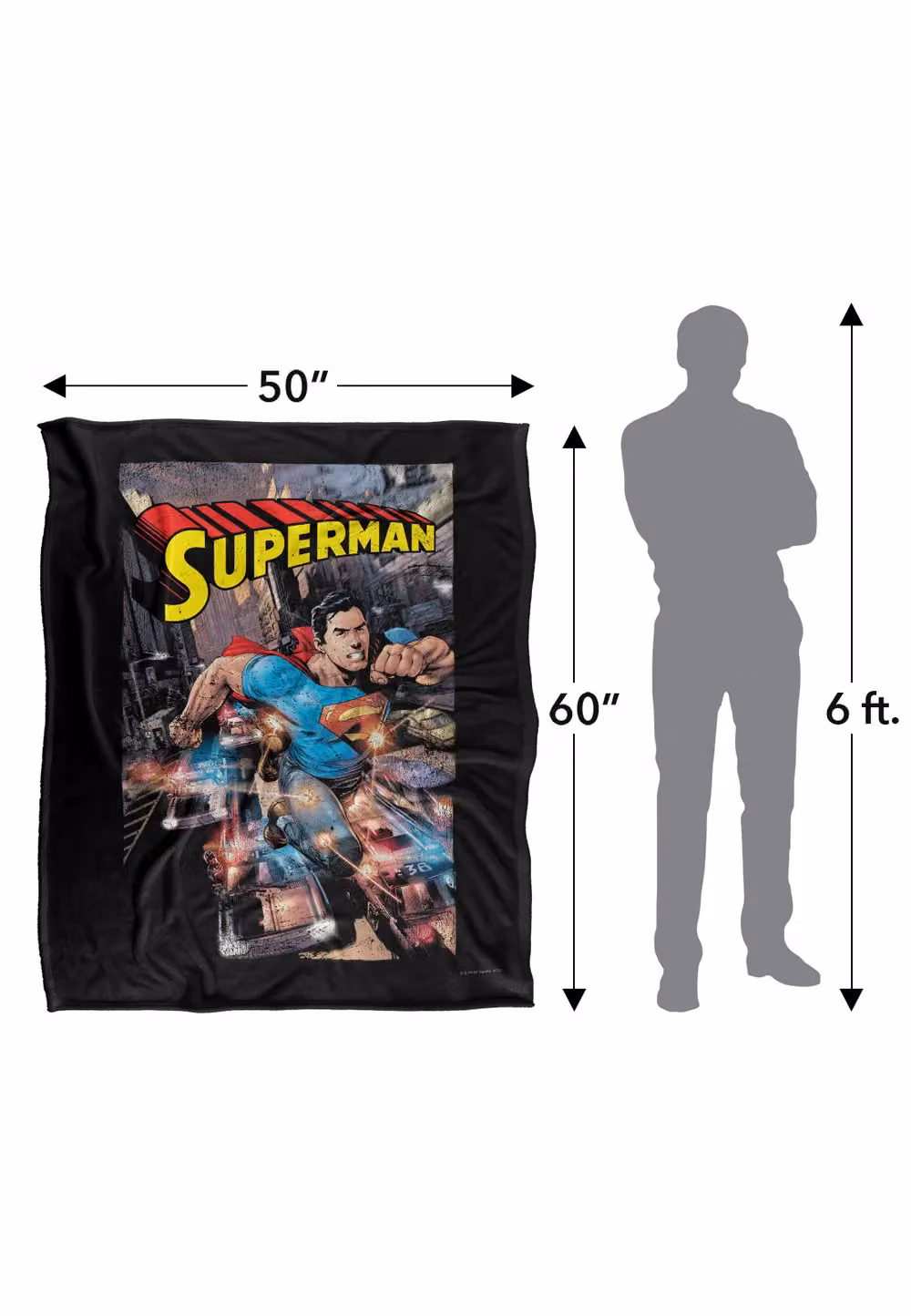 DC Comics Superman Silky Touch Super Soft Fleece Throw Blanket, White, W/D/H: 152 x 127 cm – 9