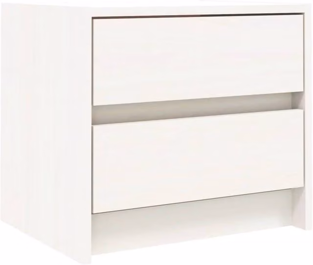 Berkfield Home White Rustic Solid Wood Pine Bedside Cabinet W/D/H: 40 x 31 x 35.5 cm
