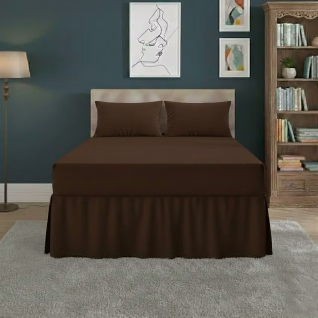 Snug City Brown Polycotton Fitted Valance Bed Sheet with Frill, Single, W: 90 cm, L: 200 cm – 1