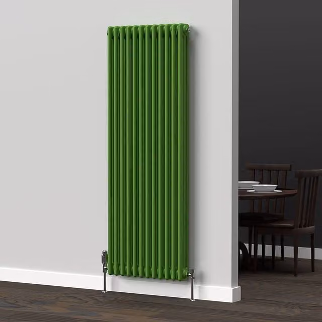 Lux Heat Vertical Coloured Column Radiator in Apple Green, H 150 cm x W 56 cm