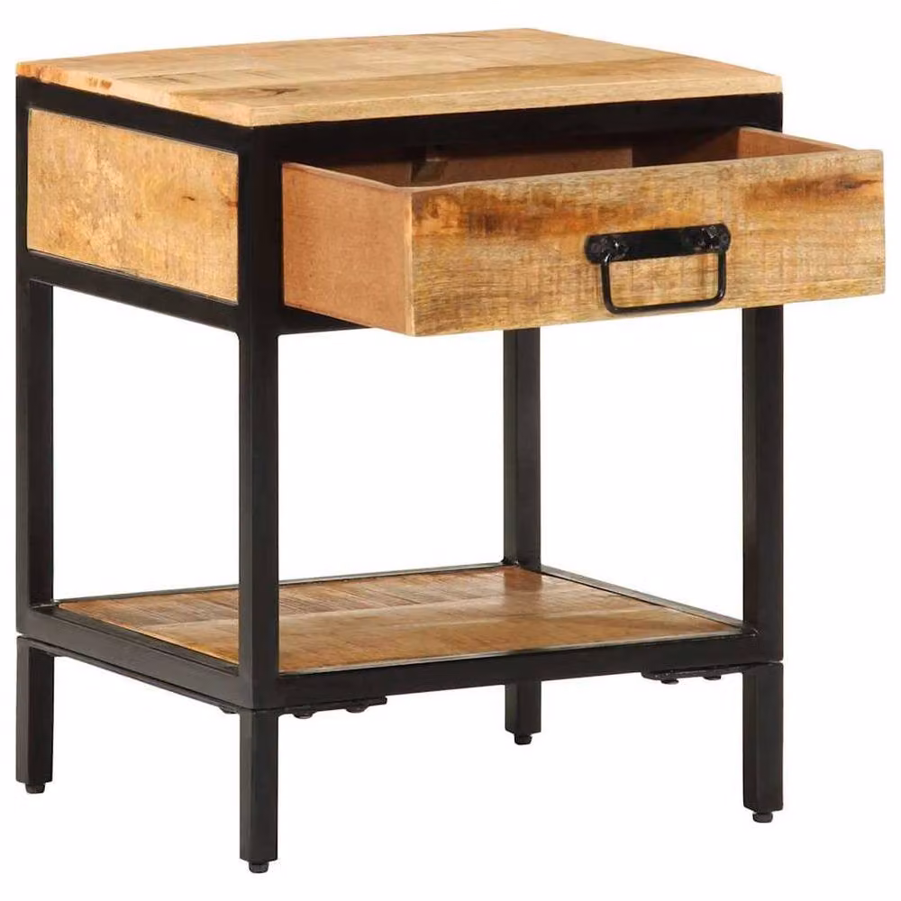 Berkfield Home Modern Bedside Cabinet in Brown Solid Rough Mango Wood, W/D/H: 40 x 35 x 50 cm – 2