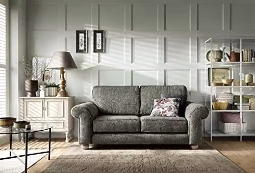 Abakus Direct Ingrid 2 Seater Sofa in Rifle Green with Braided Chenille Fabric, W/D/H: 194 x 95 x 90 cm