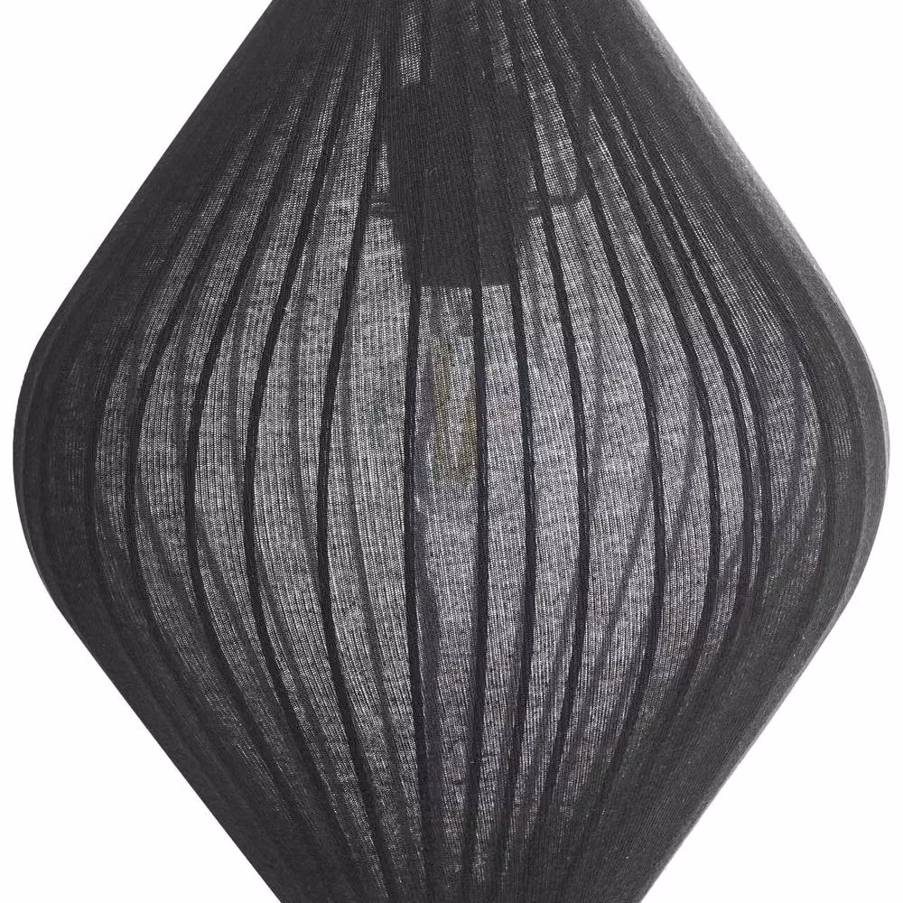 Wyld and Coco Black Modern Pendant Lamp with Height Adjustable Fabric Shade – 2