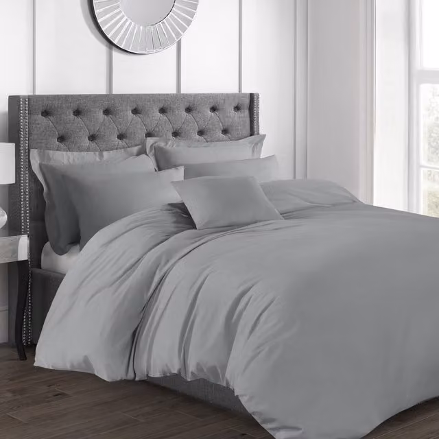 Sweet Dreams Grey Cotton Percale Duvet Cover