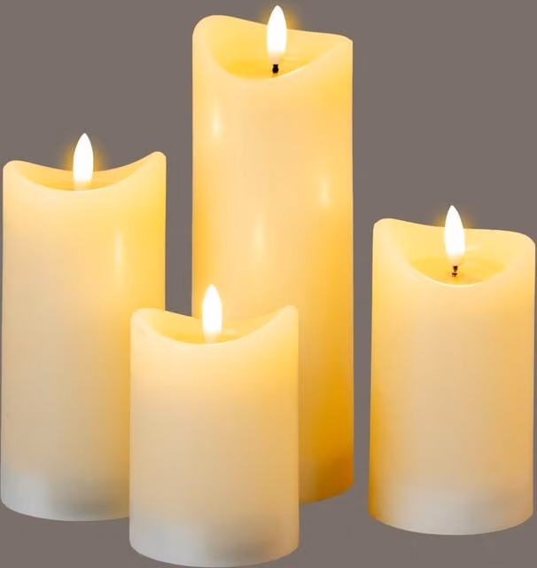 KDMK Luxe Collection Natural Glow Cream Melted LED Candles in Beige with Flicker Effect