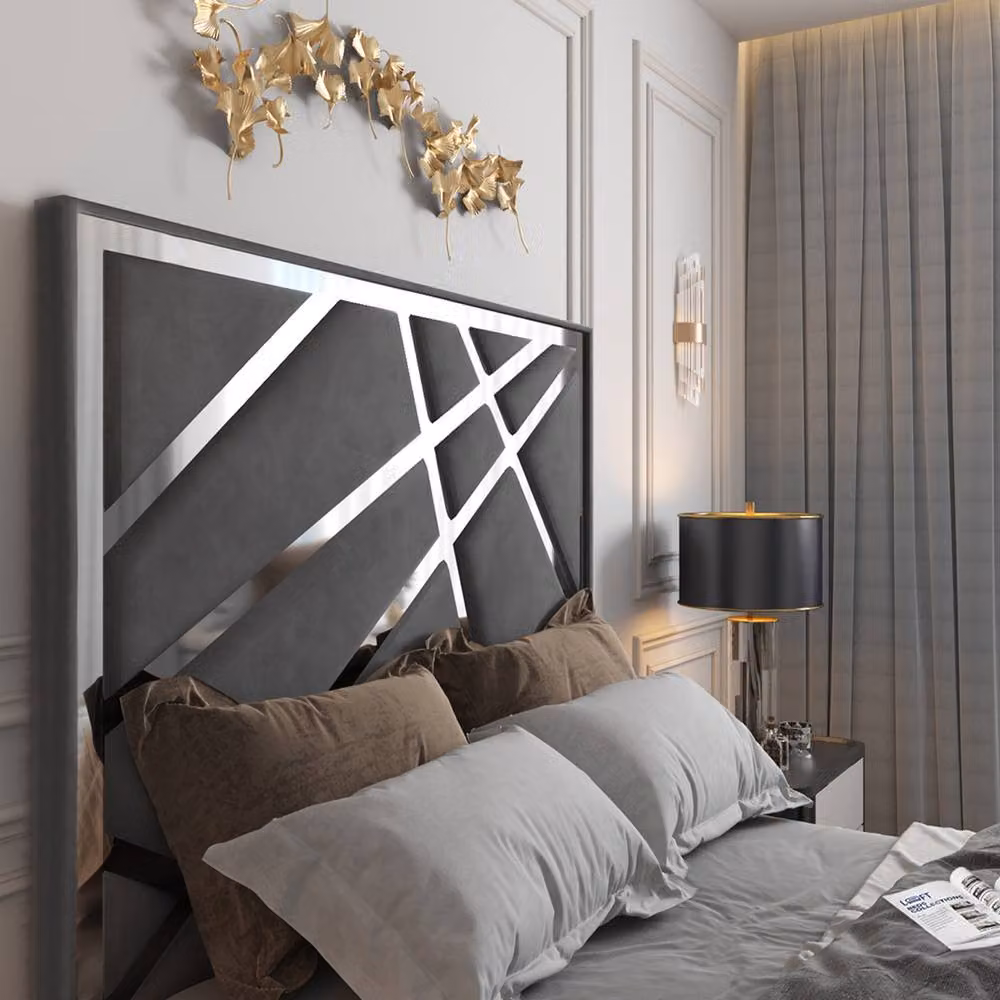 KDMD Ashton King Size Upholstered Soft Velvet TV Bed Frame in Grey – 3