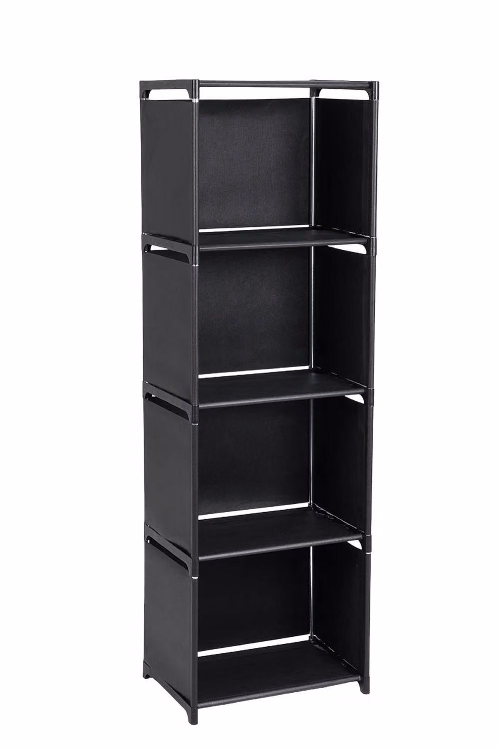 ExtraStar Modern Freestanding Metal Storage Shelf with Back Panel in Matt Black, H 125.0 cm x W 41.0 cm – 3
