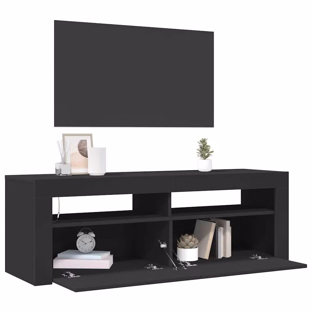 Berkfield Home Modern Black TV Cabinet with Integrated LED Lighting W/D/H: 120 x 35 x 40 cm – 3
