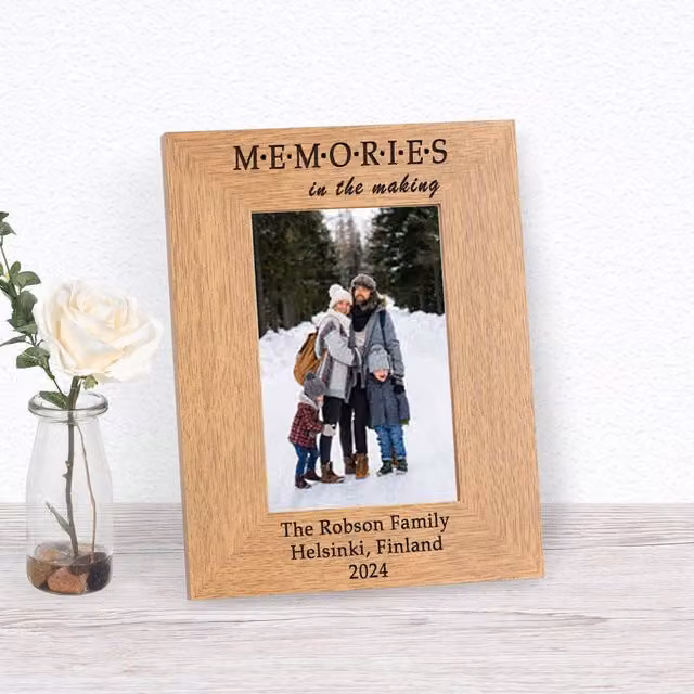 Uniqueful Personalised Memories Rectangular Wood Picture Frame, Brown, 7 x 5 in