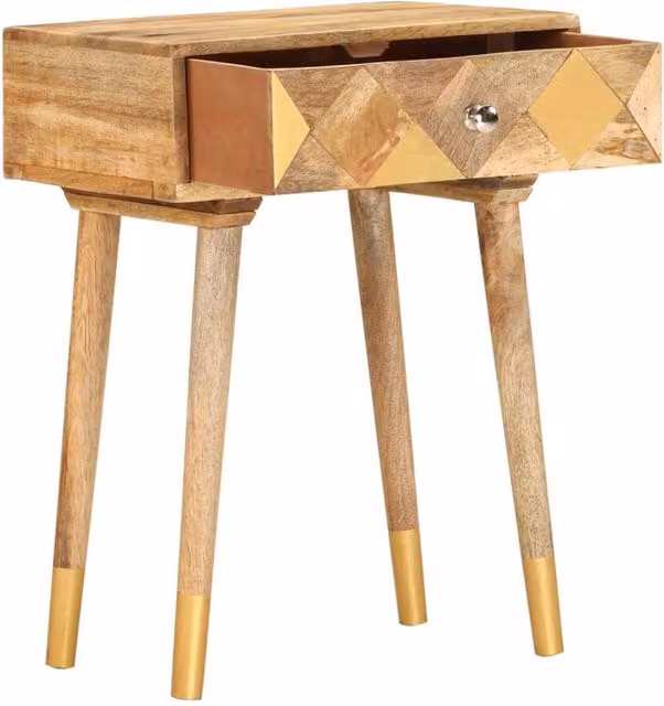 Berkfield Home Bedside Cabinet in Brown Solid Mango Wood, W/D/H: 43 x 30 x 58 cm