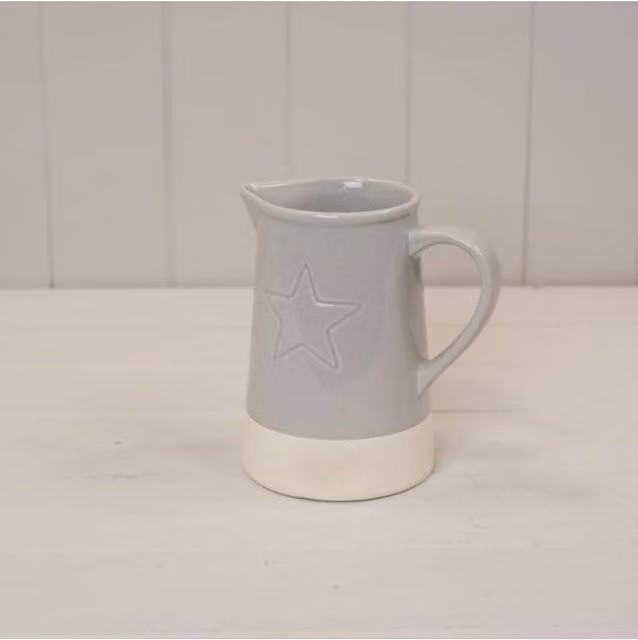 KDMD Grey Debossed Star Ceramic Jug