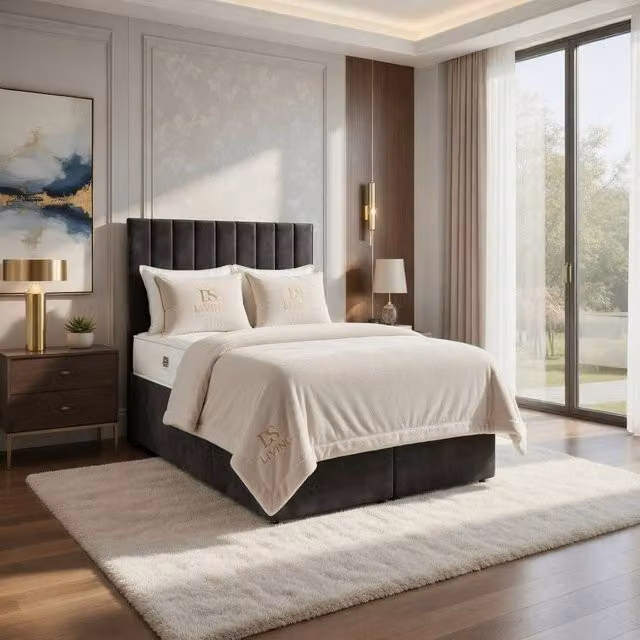 DS Living Aria Grey Velvet Upholstered Ottoman Bed with Lift Up Base, W/D/H: 90 x 200 cm – 1