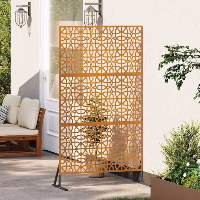Berkfield Home Brown Weathering Steel Privacy Screen, W: 100 cm, D: 50 cm, H: 180 cm
