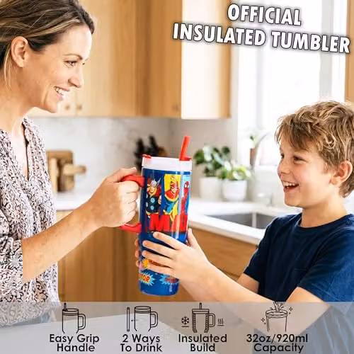 Get Trend Marvel Avengers Insulated Stainless Steel Tumbler with Straw and Handle, 920ml, Multicolour – 2