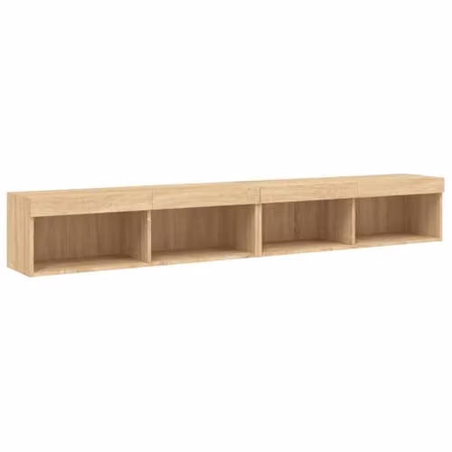 vidaXL Set of 2 Modern Sonoma Oak TV Cabinets with Integrated LED Lighting, W/D/H: 100 x 30 x 30 cm – 1
