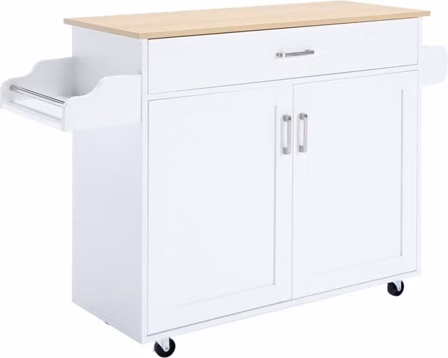 Westwood Modern Lacquered White Kitchen Island in MDF and Metal