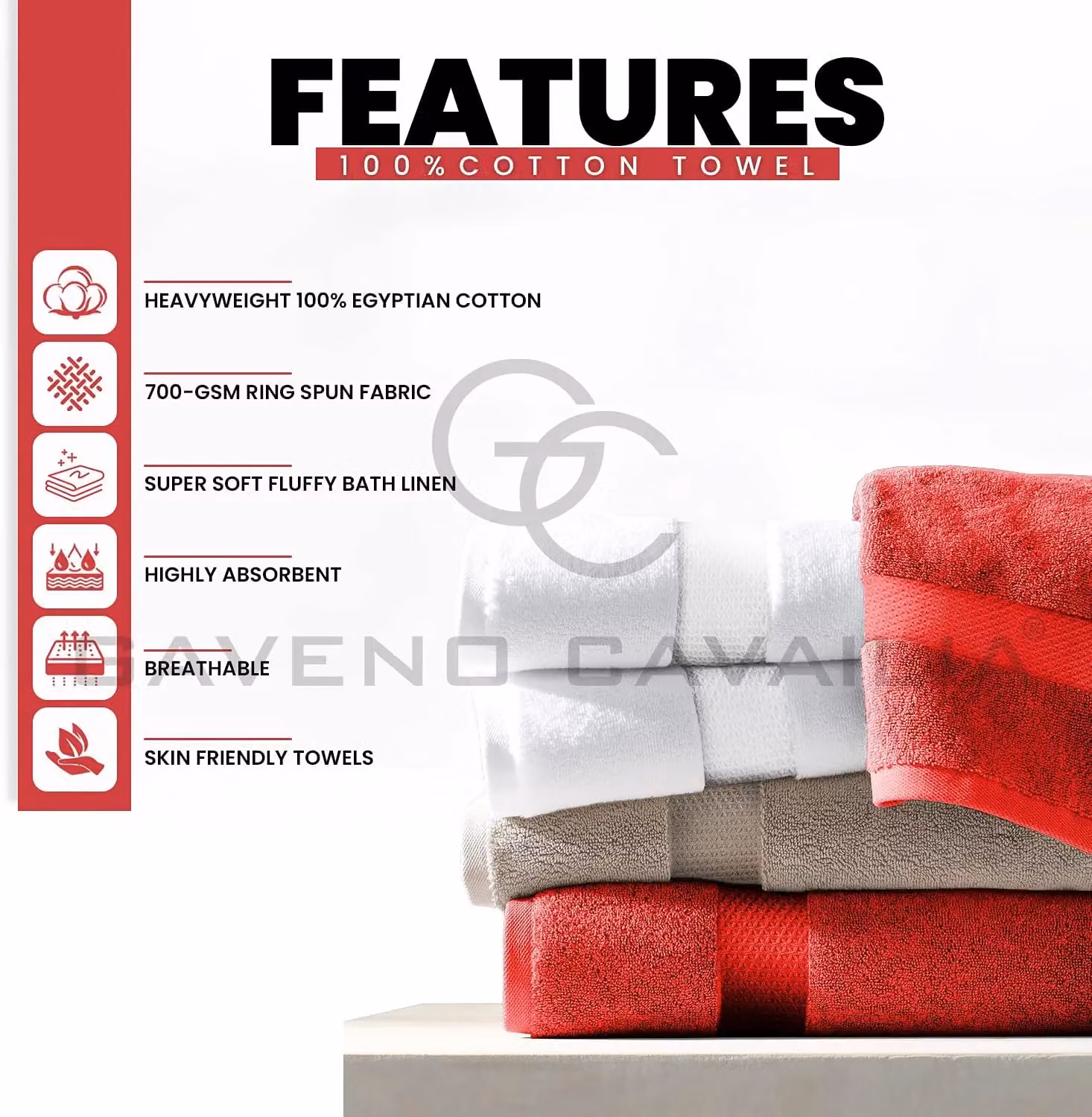 Gaveno Cavailia Miami Cotton Bath Sheet in Red – 2