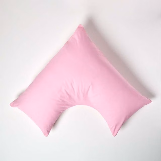 Homescapes Pink Egyptian Cotton V-Shape Pillowcase, 200 Thread Count Percale