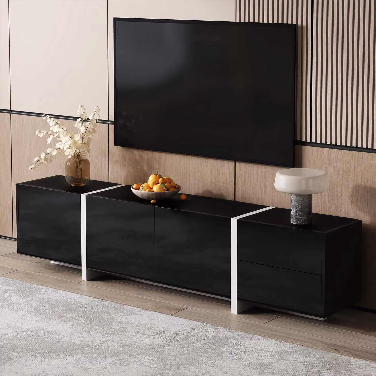 Matteo Modern High-Gloss TV Cabinet in Black and White – 6