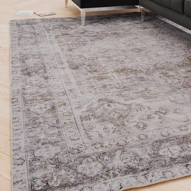 Kukoon Grey Distressed Soft Pile Area Rug for Living Room or Bedroom, W: 120 cm, L: 170 cm