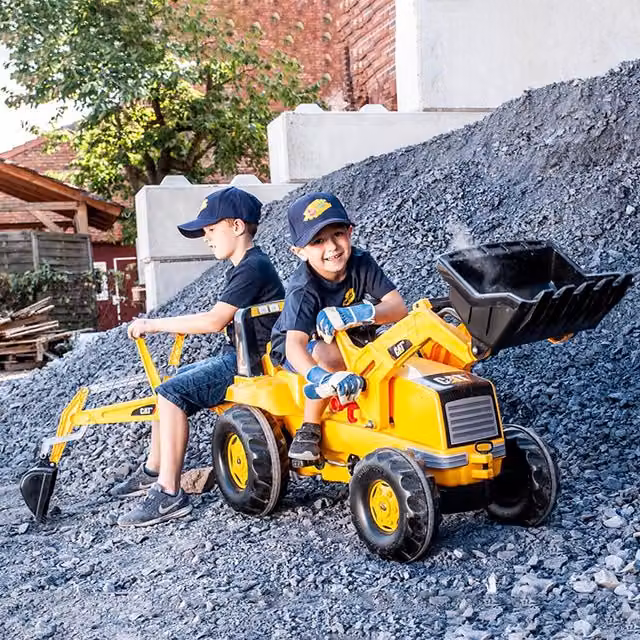 Rolly Toys CAT Tractor with Loader and Rear Excavator, Yellow