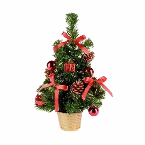 Premier Green Tabletop Christmas Tree Decorated in Red and Gold, Height: 30 cm – 2