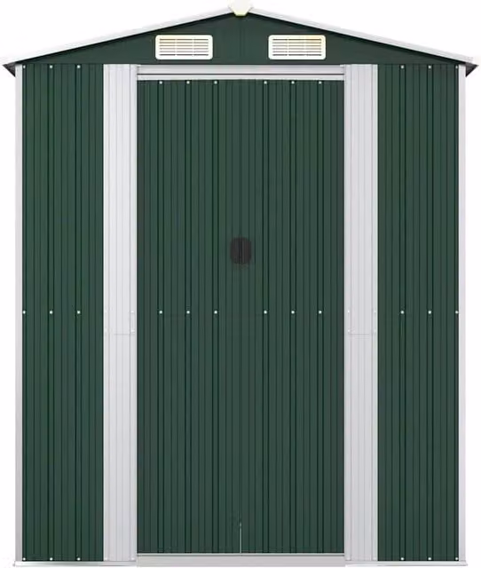Berkfield Home Green Galvanised Steel Garden Shed, W/D/H: 192 x 108 x 223 cm