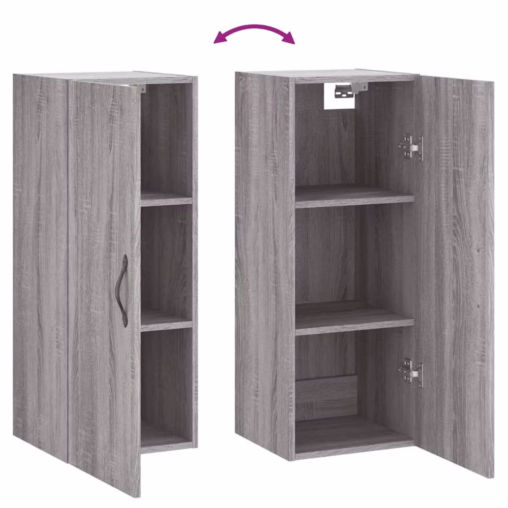 Berkfield Home Wall Mounted Cabinet in Grey Sonoma, W/D/H: 34.5 x 34 x 90 cm – 3