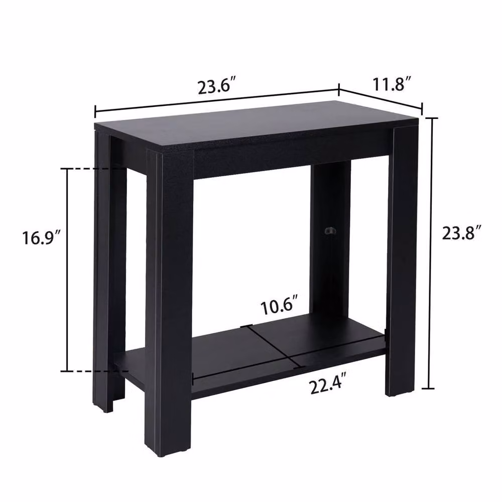 KORVIXA 2-Tier Modern Square End Table in Black, W/D/H: 100 x 100 x 60.45 cm – 2