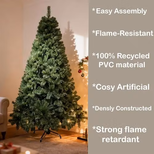 Shatchi 6ft Alaskan Pine Green Artificial Christmas Tree with 550 Tips – 6