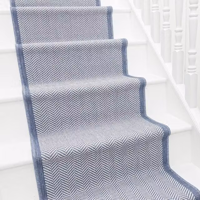 runrug Illusion Reversible and Durable Stair Runner Carpet, Blue, W: 60 cm, L: 600 cm