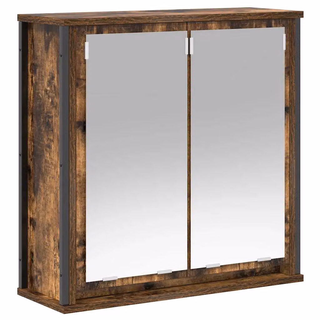 Berkfield Home Bathroom Wall Cabinet with Mirror in Smoked Oak Brown, W: 60 cm, D: 21 cm, H: 60 cm – 2