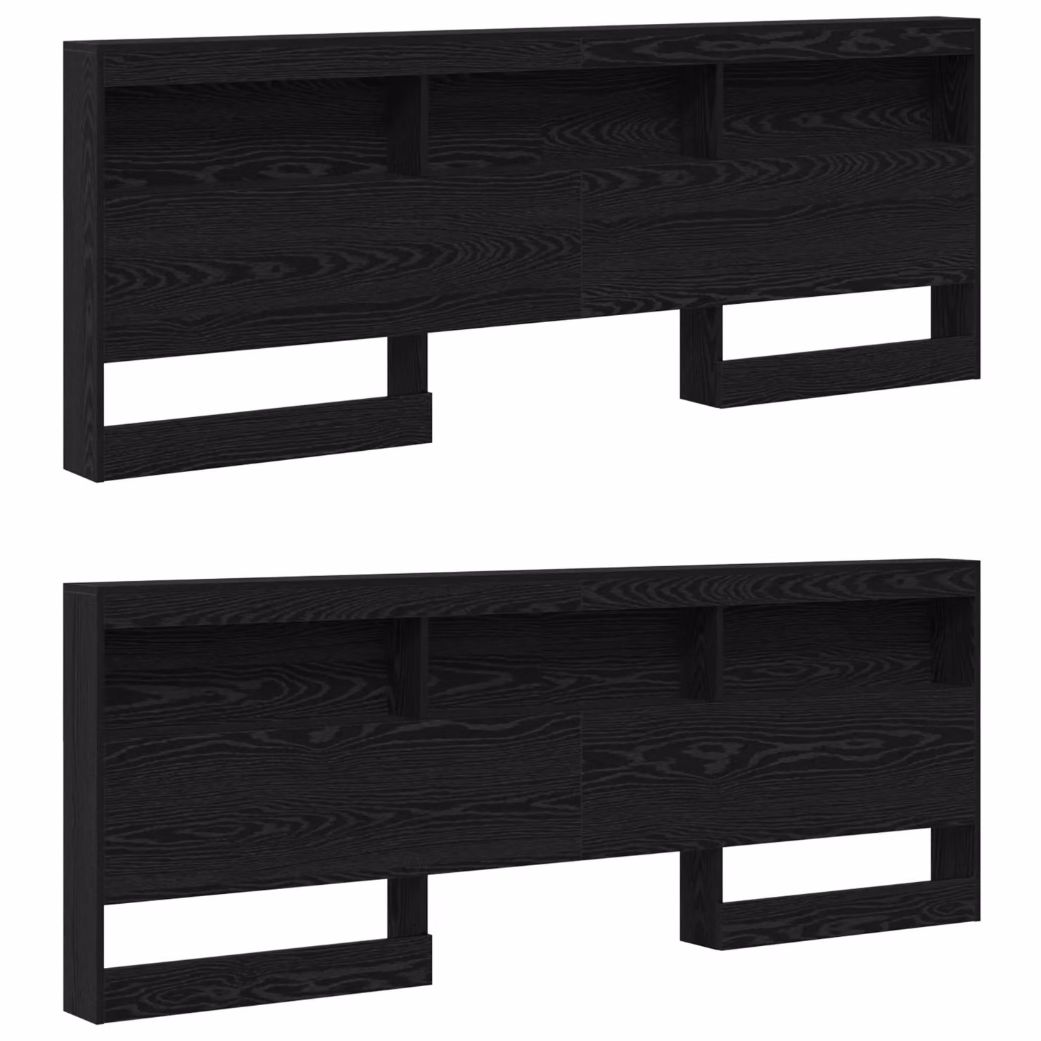 Berkfield Home Black Oak Storage Headboard with Integrated Shelf, Width: 180 cm – 3