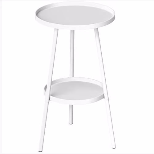 Outsunny 2-Tier Round Metal Garden Coffee Table, White