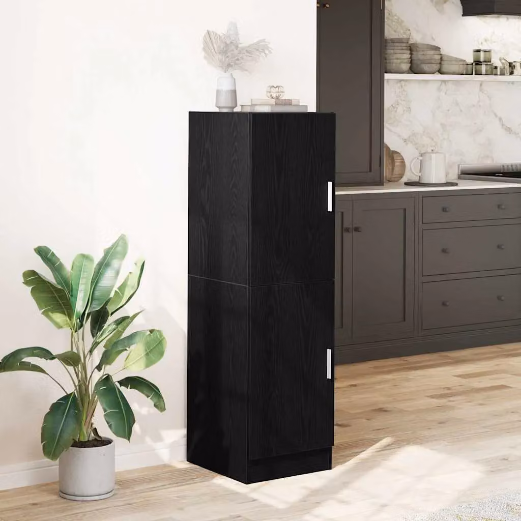 Berkfield Home Modern Black Kitchen Tall Cabinet with Hinged Doors, W/D/H: 38 x 41.5 x 131.5 cm – 3