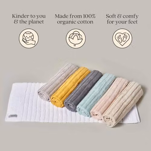 Misona Organic Cotton Non-Slip Ribbed Bath Mat, Dark Grey, W: 80 cm, D: 50 cm – 3