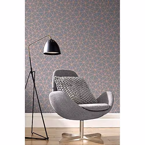 Rasch Symmetry Lines Geometric Metallic Embossed Wallpaper in Grey and Anthracite – 1
