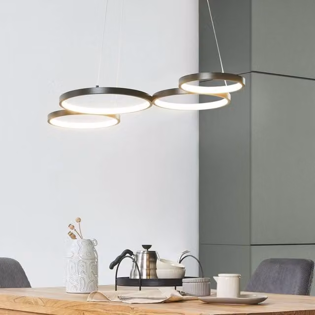 Wyld and Coco Black Aluminium Five-Ring Suspended LED Pendant Lamp – 1