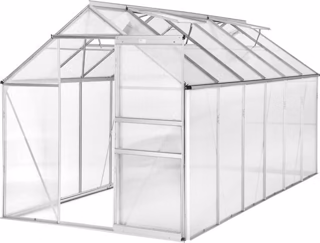 tectake Modern Aluminium and Polycarbonate Gable Greenhouse in Transparent