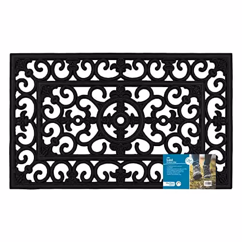 JVL Lexi Wrought Iron Effect Rubber Doormat, Black, W: 45 cm, D: 75 cm – 6