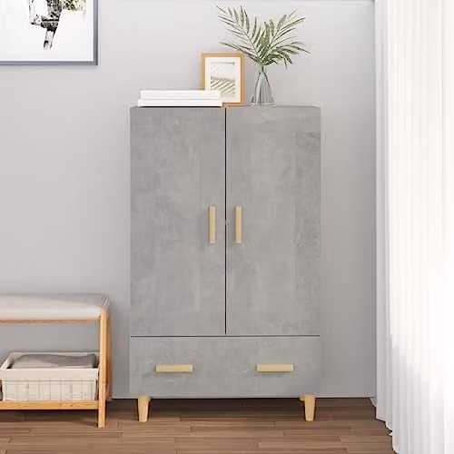 vidaXL Scandinavian Highboard in Grey with Internal Shelves and Drawers, W/D/H: 70 x 31 x 115 cm – 2