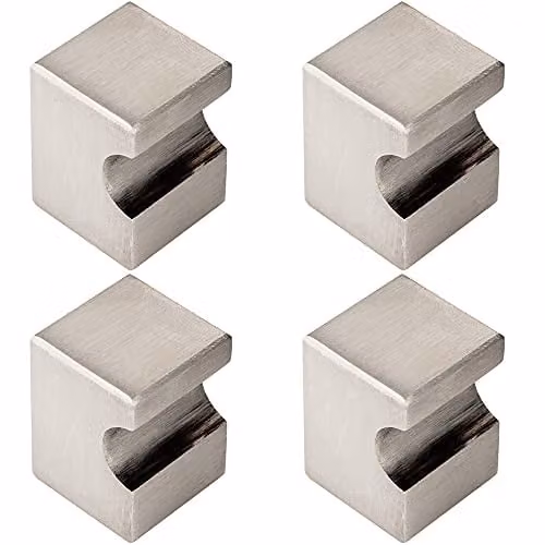 Loops 4 Pack Square Cupboard Door Knob in Brushed Silver, 22 x 22mm with 30mm Projection