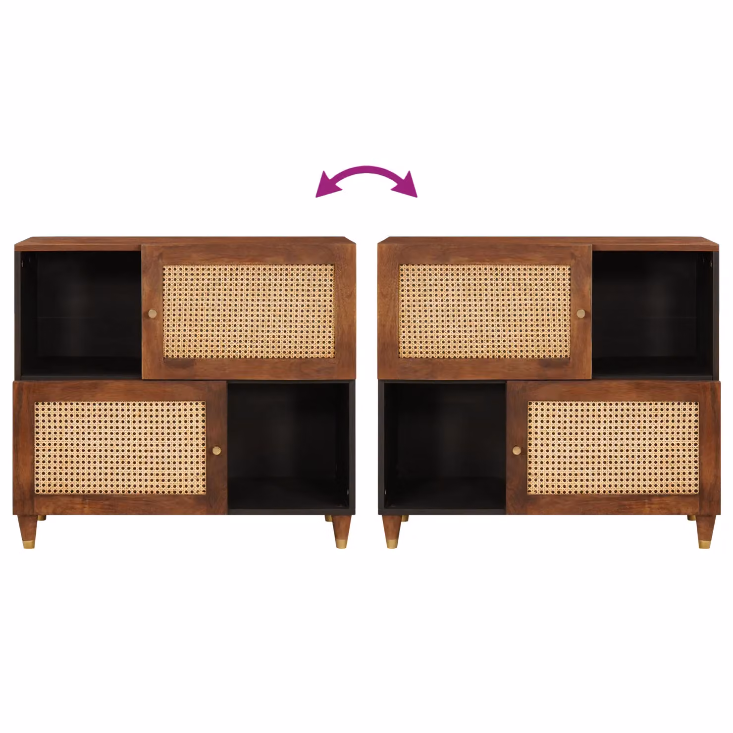 Berkfield Brown Mango Wood and Cane Media Storage Cabinet – 5