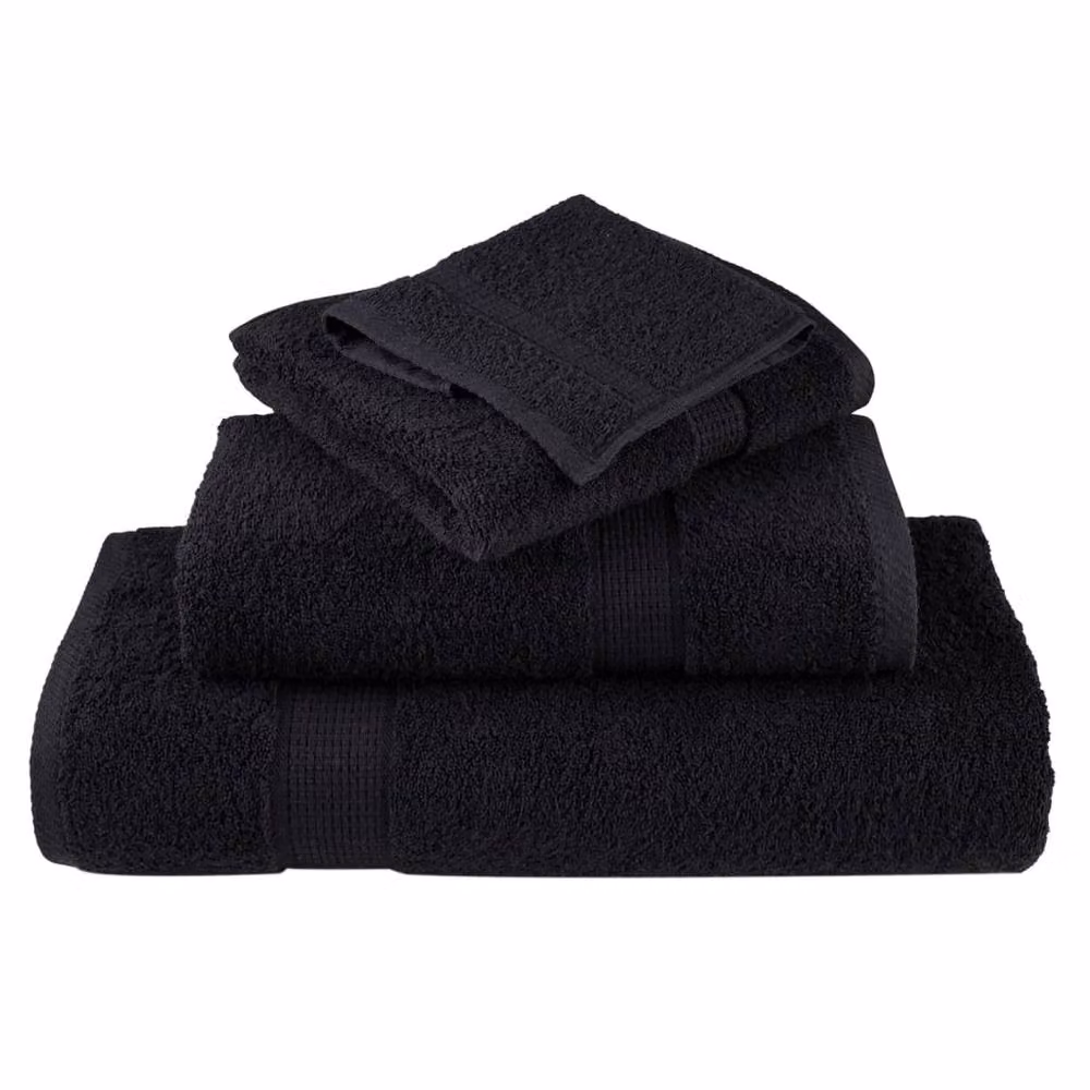 Berkfield Home SOLUND Premium Cotton Soap Towels, Black, 4 Pack, W/D/H: 30 x 30 x 30 cm, 600 gsm – 4