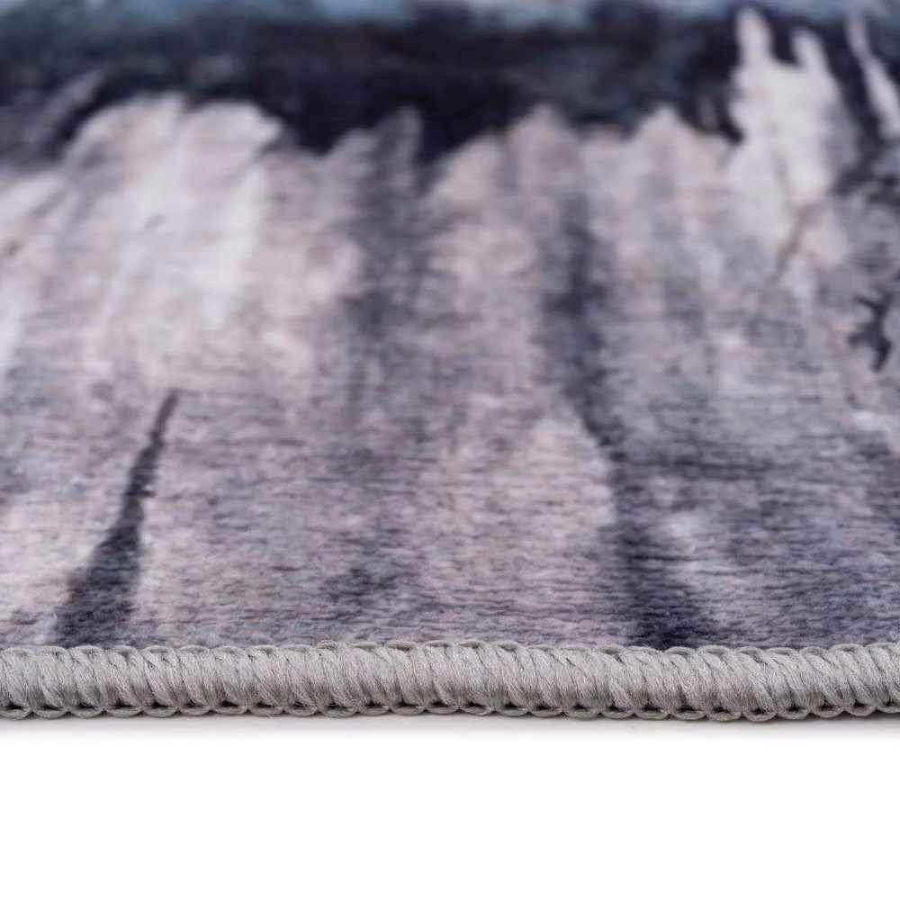 Kukoon Abstract Soft Pile Area Rug in Blue and Grey, W: 160 cm, L: 230 cm – 8